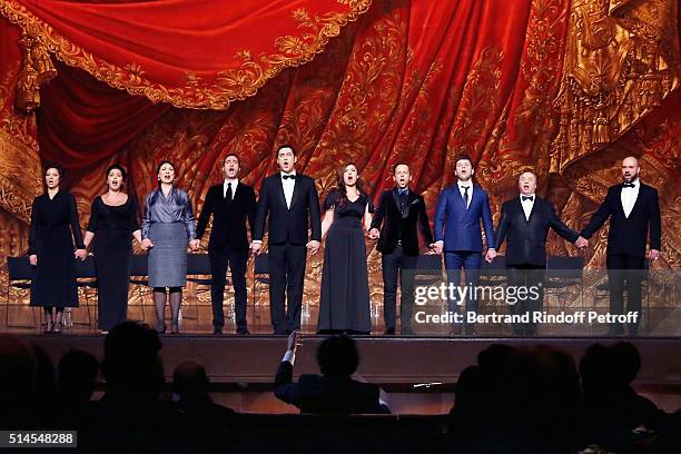 Opera Singer Sonya Yoncheva and artits performs during the Arop Charity Gala At the Opera Garnier under the auspices of Madam Maryvonne Pinault on...