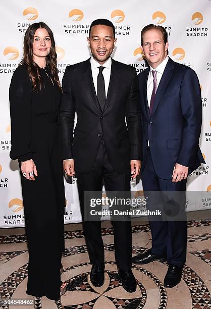 Gala Co-Chair Vanessa Rahman, singer John Legend and Gala Co-Chair Graves Tompkins attend the 2016 Summer Search Leadership Gala at Cipriani 42nd...