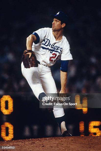 Tommy John of the Los Angeles Dodgers pitches during the World Series against the New York Yankees at Dodger Stadium on October 1978 in Los Angeles,...