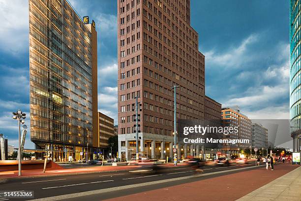 view of potsdamer platz (square) - postdamer platz stock-fotos und bilder