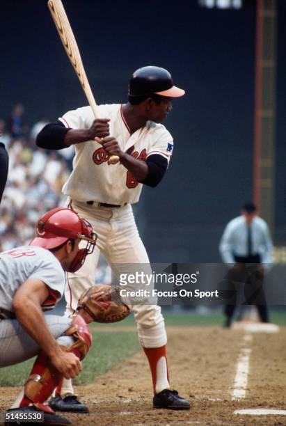 Paul Blair of the Baltimore Orioles bats for the American League squad during the All-Star Game at RFK Stadium on July 23, 1969 in Washington, D.C.