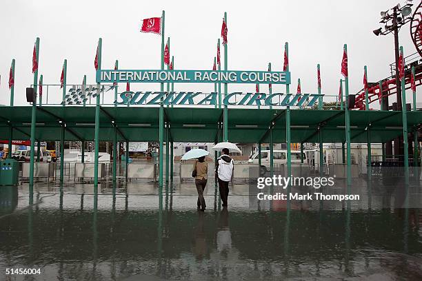 General view of the entrance to the Suzuka Circuit that is closed due to the approaching typhoon, that caused all of todays practice to be cancelled...