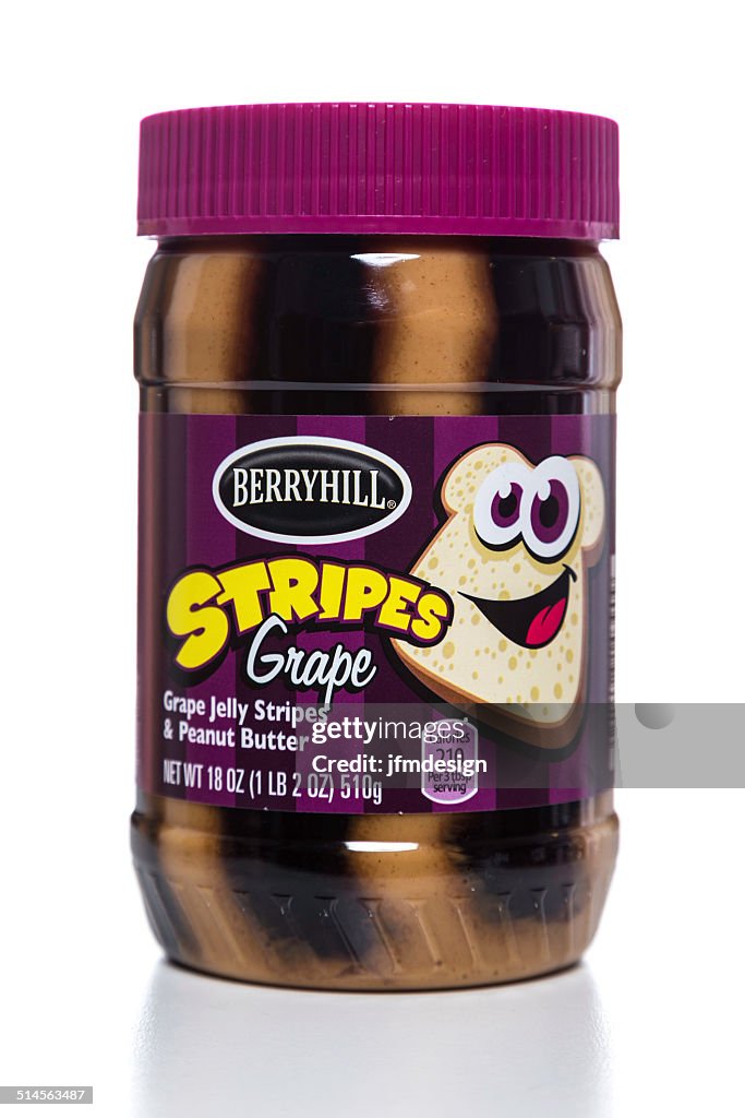 Berryhill stripes grape jelly and peanut butter jar