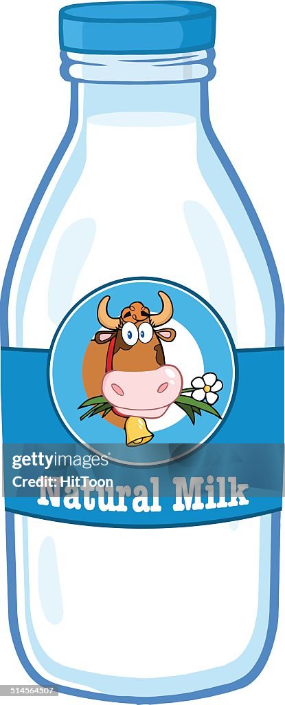 Cartoon Milk Bottle With Label And Text High-Res Vector Graphic - Getty  Images