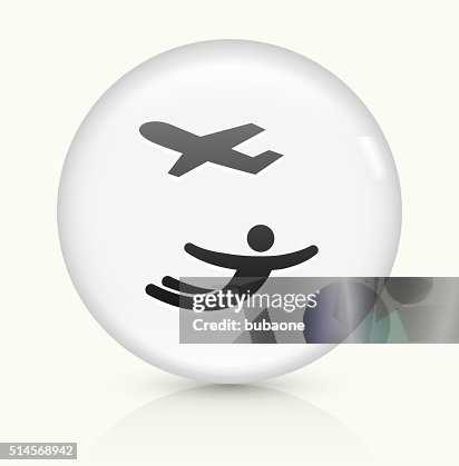 Skydiving icon on white round vector button Skydiving icon on white round vector button