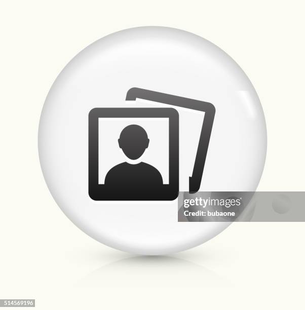 headshot pictures icon on white round vector button - photographic slide stock illustrations