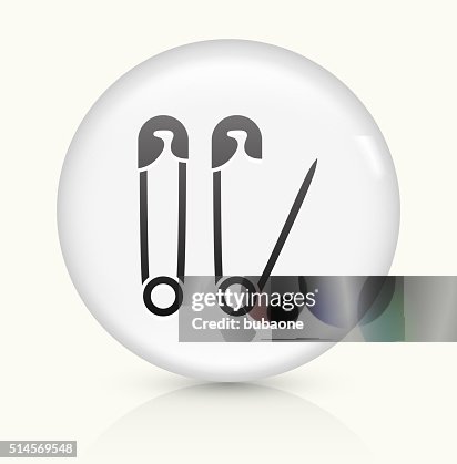 Needle Pins icon on white round vector button Needle Pins icon on white round vector button
