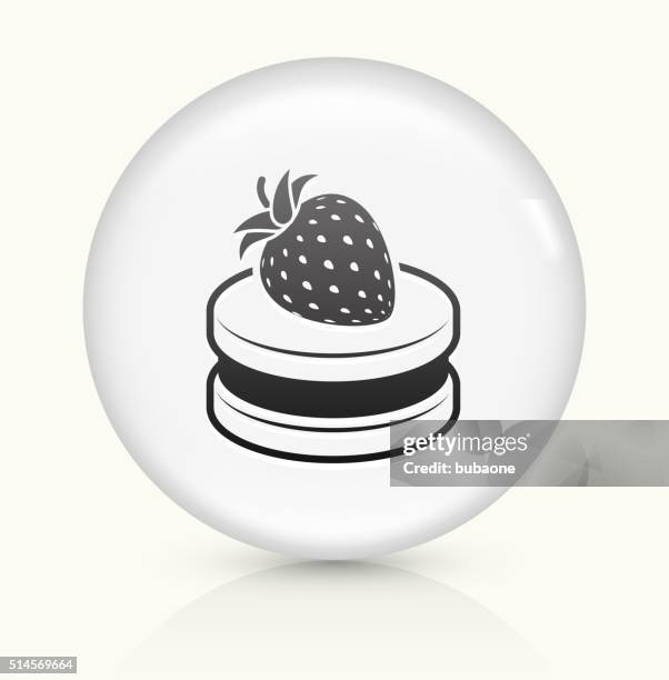 cherry cake icon on white round vector button - strawberry shortcake stock illustrations