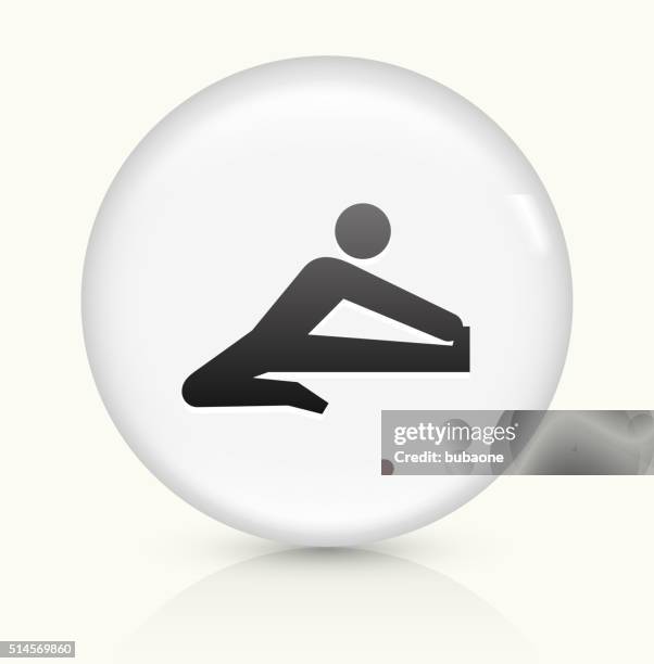 stretch icon on white round vector button - warm up exercise stock illustrations