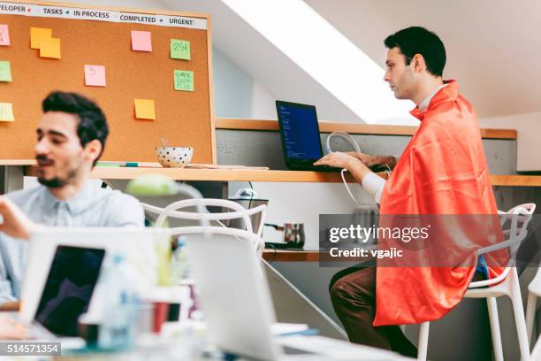 developers working from home office. - superhero helper stock pictures, royalty-free photos & images