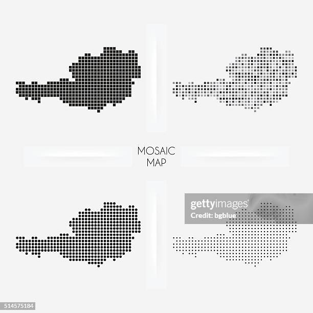 austria maps - mosaic squarred and dotted - austria map stock illustrations