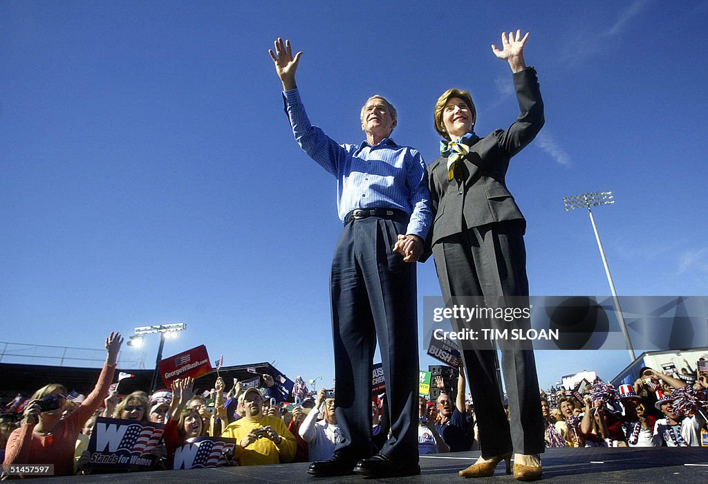 US President George W. Bush and First La