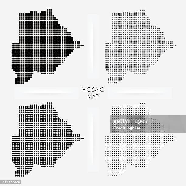 botswana maps - mosaic squarred and dotted - botswana stock illustrations