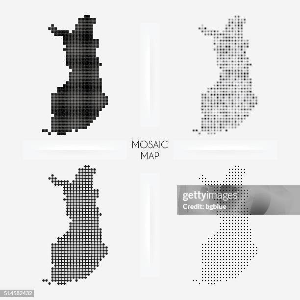 finland maps - mosaic squarred and dotted - finland map stock illustrations