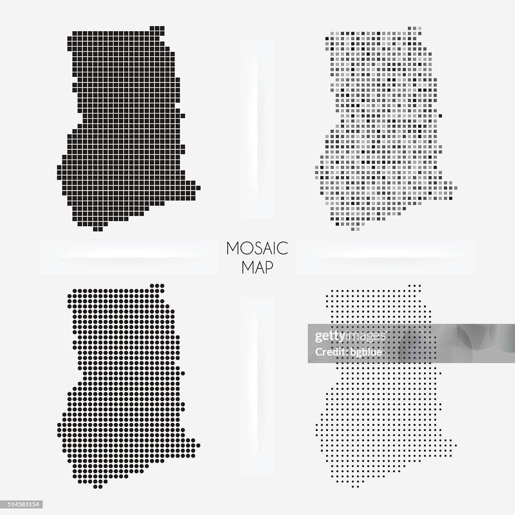 Ghana maps - Mosaic squarred and dotted