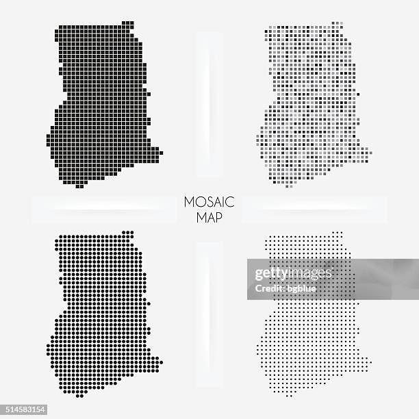 ghana maps - mosaic squarred and dotted - accra stock illustrations