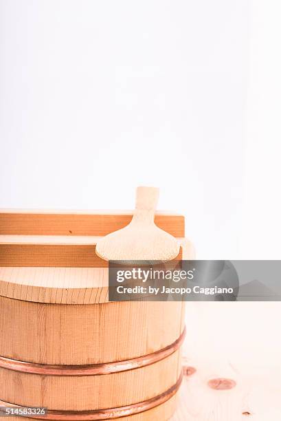 japanese wooden rice bowl - jacopo caggiano stockfoto's en -beelden