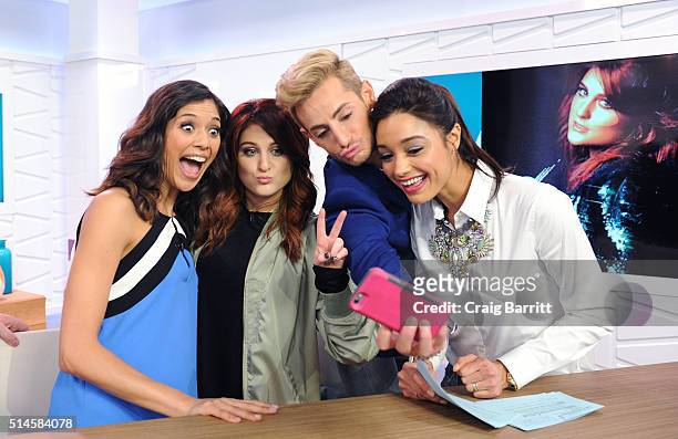 Lyndsey Rodrigues, Meghan Trainor, Frankie Grande and Rachel Smith on set at Amazon's Style Code Live on March 9, 2016 in New York City.