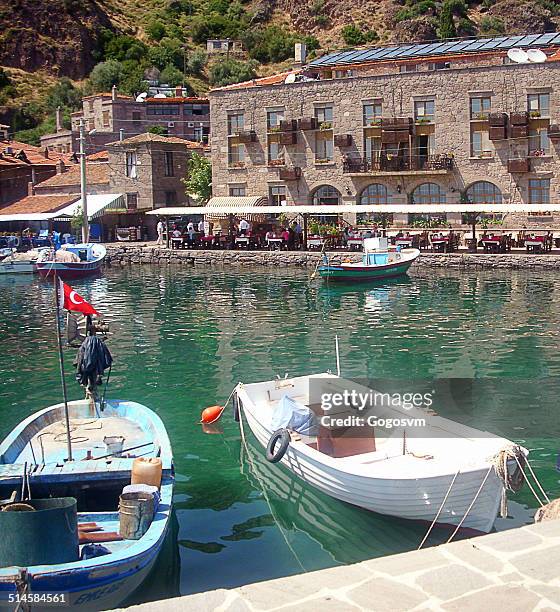 assos,behramkale - aegean sea coast - marina debris stock pictures, royalty-free photos & images