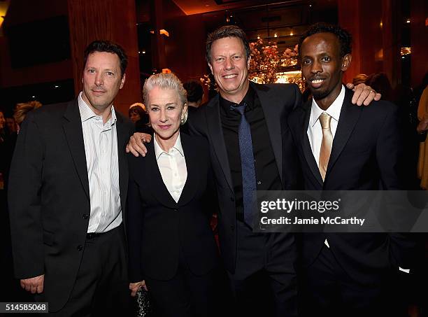 Andrew Karpen, CEO of Bleeker street, Helen Mirren, director Gavin Hood and Barkhad Abdi attennd the "Eye In The Sky" New York PremiereAfter Party at...