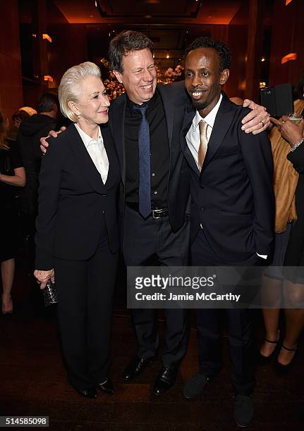 Helen Mirren, director Gavin Hood and Barkhad Abdi attennd the "Eye In The Sky" New York PremiereAfter Party at the Parkview Lounge on March 9, 2016...