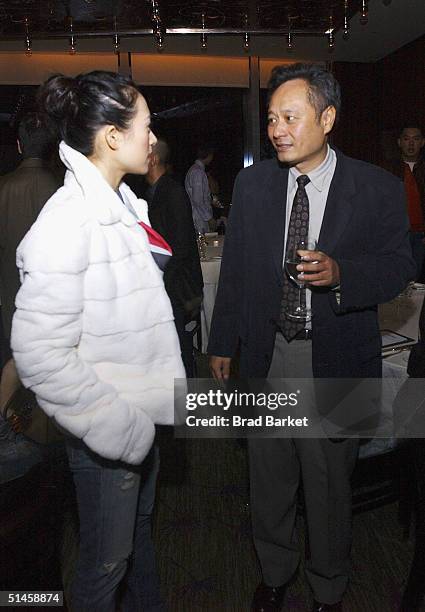 Actress Zhang Ziyi and Director Ang Lee arrives to the Salvatore Ferragamo and Sony Pictures Classics Celebrate "House Of Flying Daggers" dinner on...