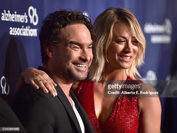 Actors Johnny Galecki and Kaley Cuoco attend the 24th and final "A Night at Sardi's" to benefit the Alzheimer's Association at The Beverly Hilton...