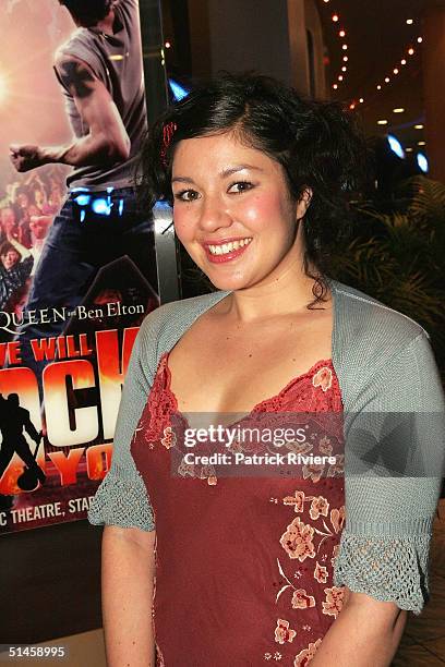 Australian Idol Finalist Chanel Cole attends the Sydney Premiere of "We Will Rock You" at the Lyric Theatre, Star City Casino October 9, 2004 in...