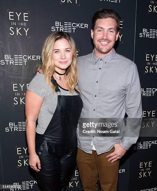 Actress Vanessa Ray and Landon Beard attend the 'Eye In The Sky' New York premiere at AMC Loews Lincoln Square 13 theater on March 9, 2016 in New...