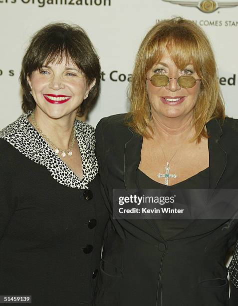 Actresses Cindy Williams and Penny Marshall arrive at Penny Marshall's birthday party to benefit Life on Purpose Foundation and West Coast NBA...