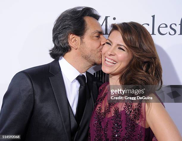 Actors Eugenio Derbez and wife Alessandra Rosaldo arrive at the premiere of Columbia Pictures' "Miracles From Heaven" at ArcLight Hollywood on March...