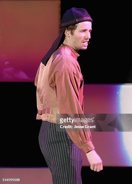 Actor Tyler Ritter performs onstage during the 24th and final "A Night at Sardi's" to benefit the Alzheimer's Association at The Beverly Hilton Hotel...