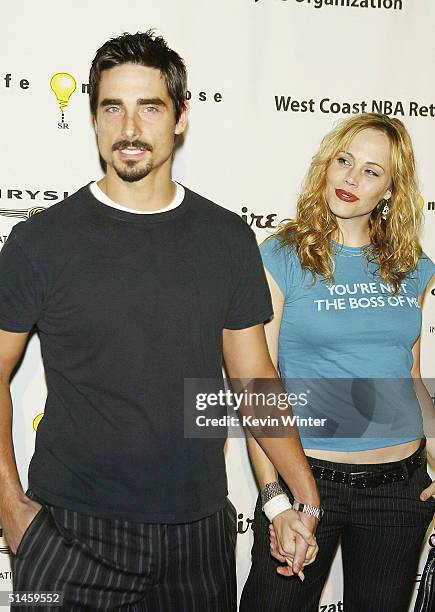 Singer Kevin Richardson and wife Kristin arrive at Penny Marshall's birthday party to benefit Life on Purpose Foundation and West Coast NBA Retired...