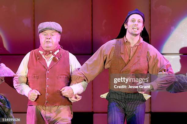 Actors Jack McGee and Tyler Ritter perform onstage during the 24th and final "A Night at Sardi's" to benefit the Alzheimer's Association at The...