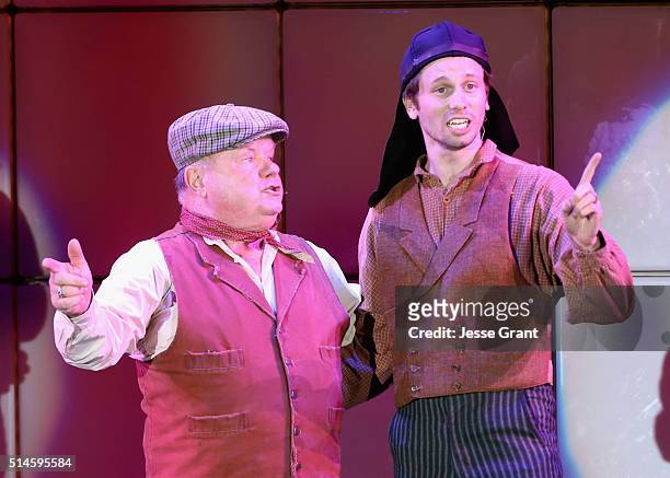 Actors Jack McGee and Tyler Ritter perform onstage during the 24th and final "A Night at Sardi's" to benefit the Alzheimer's Association at The...