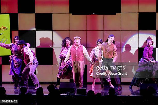 Actors Jack McGee and Tyler Ritter perform onstage during the 24th and final "A Night at Sardi's" to benefit the Alzheimer's Association at The...