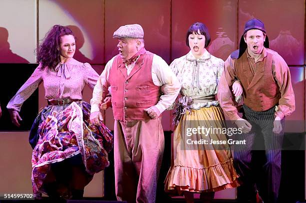 Actors Jack McGee and Tyler Ritter perform onstage during the 24th and final "A Night at Sardi's" to benefit the Alzheimer's Association at The...