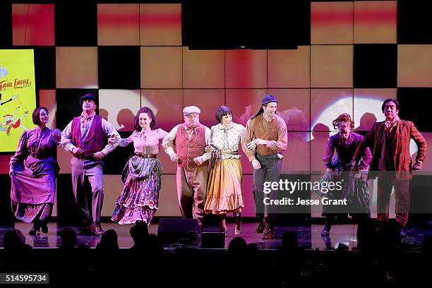 Actors Jack McGee and Tyler Ritter perform onstage during the 24th and final "A Night at Sardi's" to benefit the Alzheimer's Association at The...