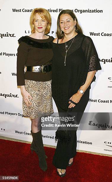 Actresses Ann Cusack and Camryn Manheim arrive at Penny Marshall's birthday party to benefit Life on Purpose Foundation and West Coast NBA Retired...