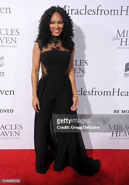 Actress Meagan Good arrives at the premiere of Columbia Pictures' "Miracles From Heaven" at ArcLight Hollywood on March 9, 2016 in Hollywood,...