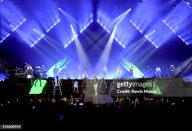 Singer/songwriter Justin Bieber performs onstage at KeyArena on March 9, 2016 in Seattle, Washington.