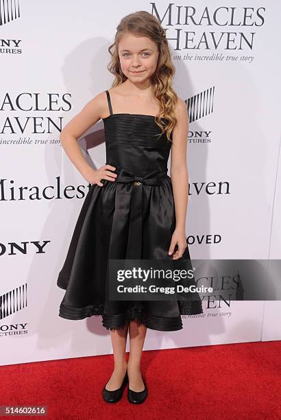 Actress Kylie Rogers arrives at the premiere of Columbia Pictures' "Miracles From Heaven" at ArcLight Hollywood on March 9, 2016 in Hollywood,...