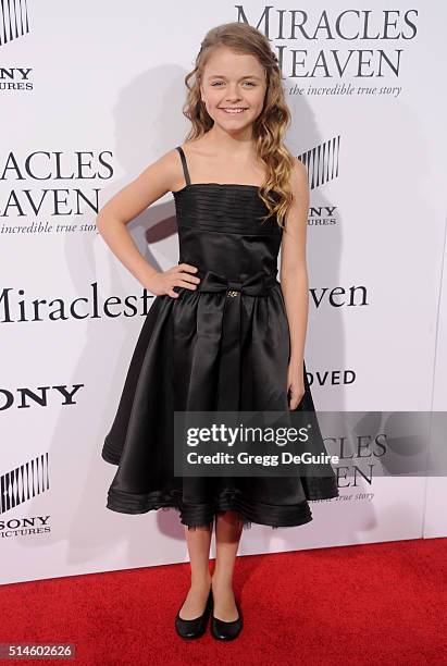 Actress Kylie Rogers arrives at the premiere of Columbia Pictures' "Miracles From Heaven" at ArcLight Hollywood on March 9, 2016 in Hollywood,...