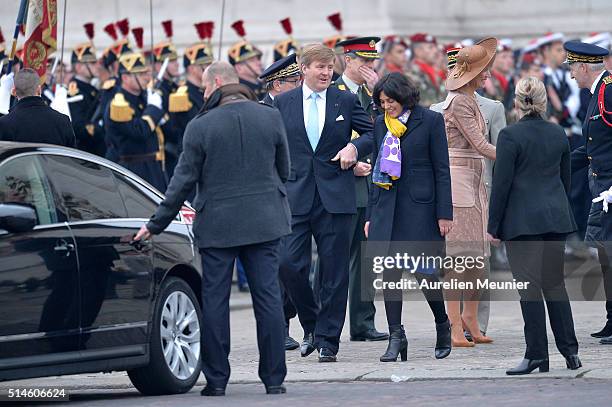 King Willem-Alexander of the Netherlands, Queen Maxima and Myriam El Khomri , French Minister of Labor, Employment and Social Dialogue leave the...