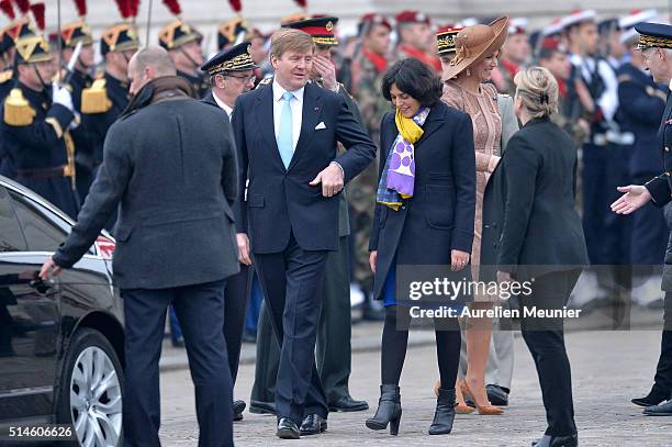 King Willem-Alexander of the Netherlands, Queen Maxima and Myriam El Khomri , French Minister of Labor, Employment and Social Dialogue leave the...