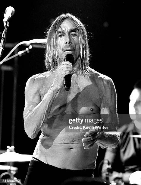 Singer Iggy Pop performs at the Teragram Ballroom for The Post Pop Depression Tour on March 9, 2016 in Los Angeles, California.