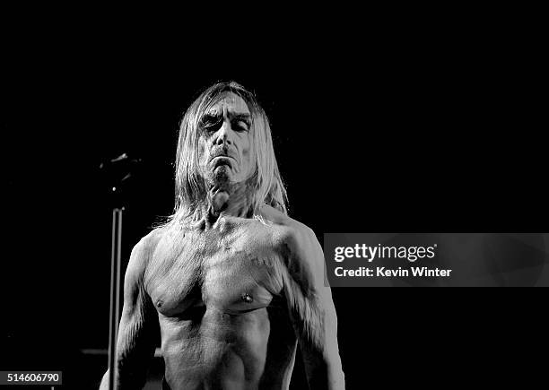 Singer Iggy Pop performs at the Teragram Ballroom for The Post Pop Depression Tour on March 9, 2016 in Los Angeles, California.