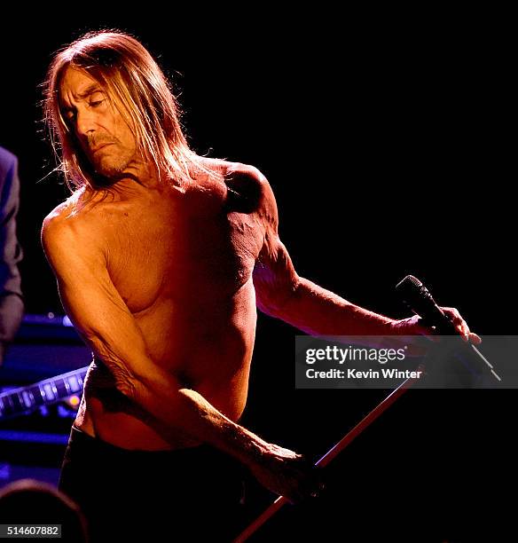 Singer Iggy Pop performs at the Teragram Ballroom for The Post Pop Depression Tour on March 9, 2016 in Los Angeles, California.