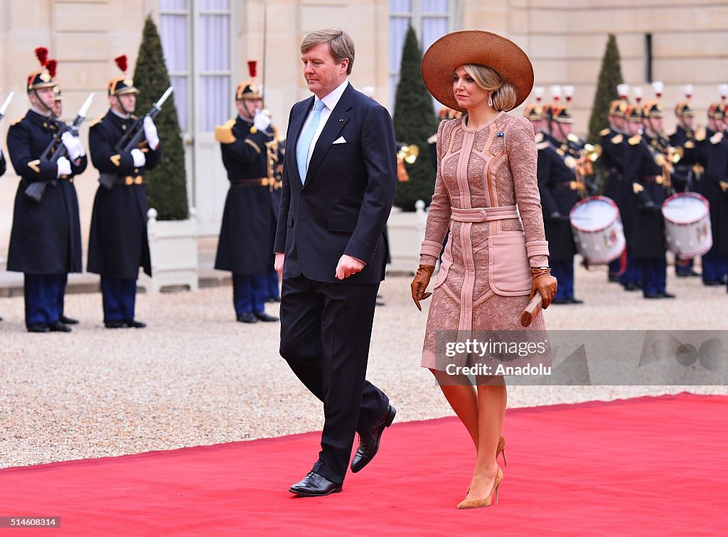 Willem-Alexander King of the Netherlands and Queen Maxima at the Elysee Palace