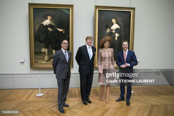 President-Director of the Louvre Jean-Luc Martinez, Netherlands' King Willem-Alexander and Queen Maxima and General Director of the Rijksmuseum Wim...